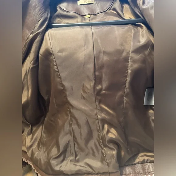 Wilsons Leather Brown Blazer with Lace Trim - Picture 5 of 9